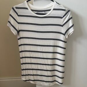 Aeropostale White Tee with Black Horizontal Stripes